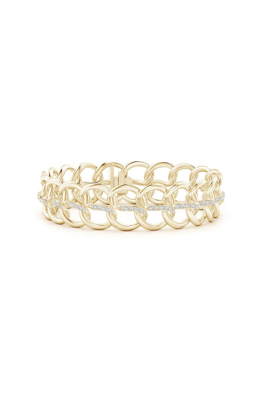 Shangri-La Yin-Yang 14K Gold and Diamond Link Bracelet