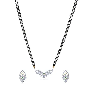 Shreeya CZ White Green Black Beads Necklace Set