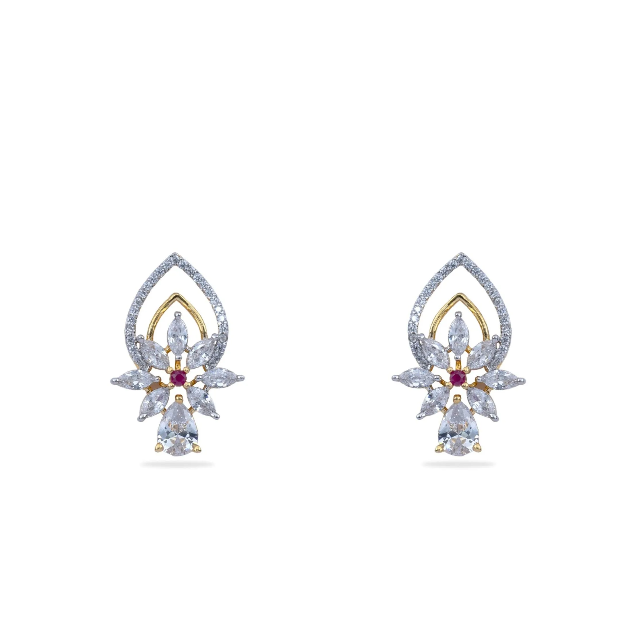 Shreeya CZ White Red Black Beads Necklace Set