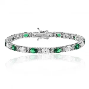 Silver & Co Emerald Oval Bracelet Cubic Zirconia Claws SBG0034EM