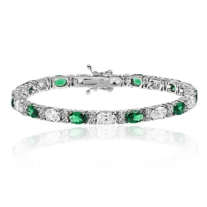 Silver & Co Emerald Oval Bracelet Cubic Zirconia Claws SBG0034EM