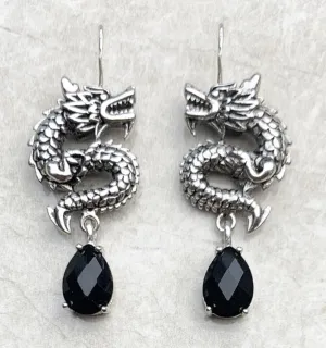 Silver Dragon Japanese Earrings