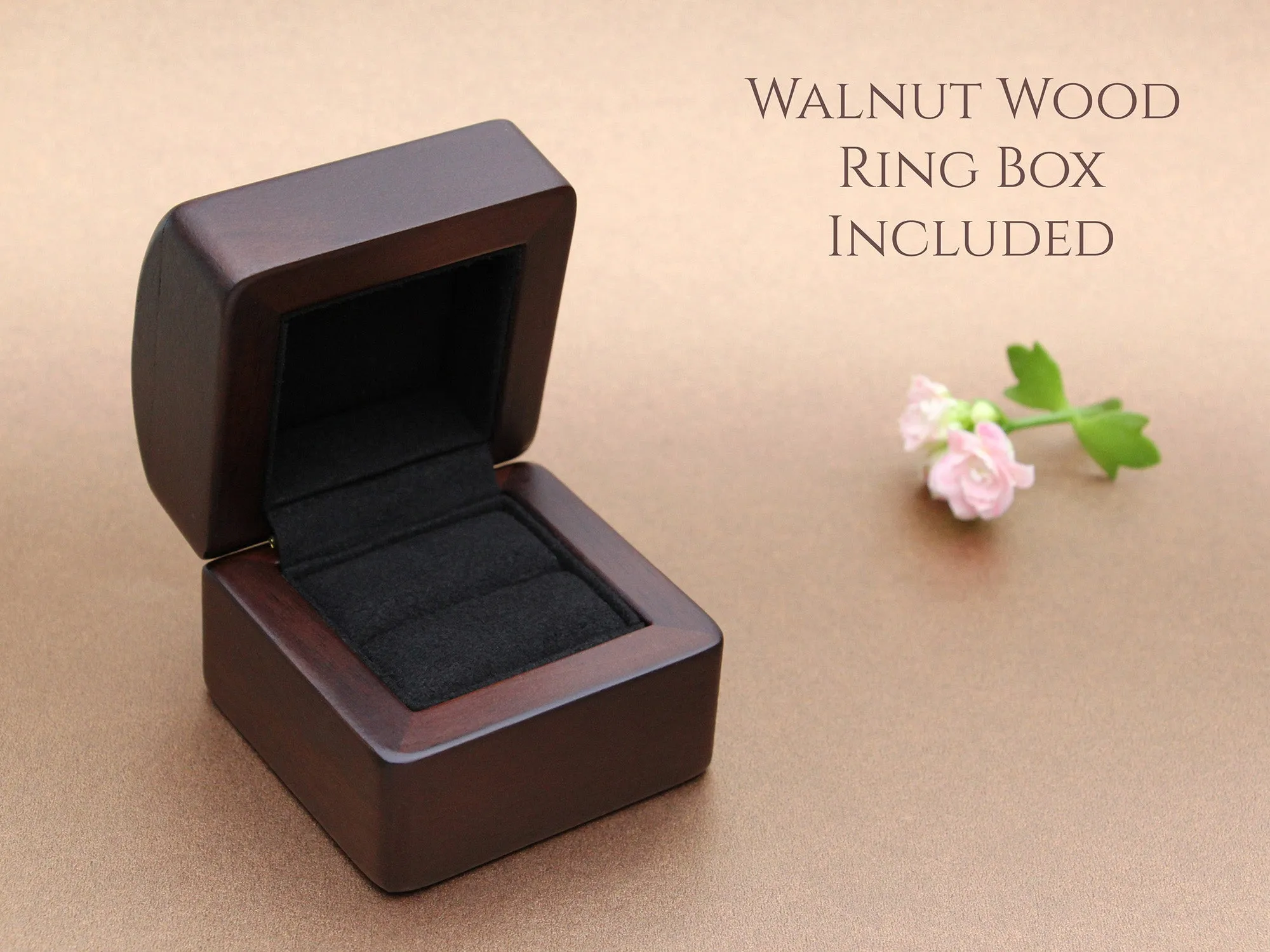 Silver Tungsten Ring with Peach Lab-Created Morganite Inlay - 8MM