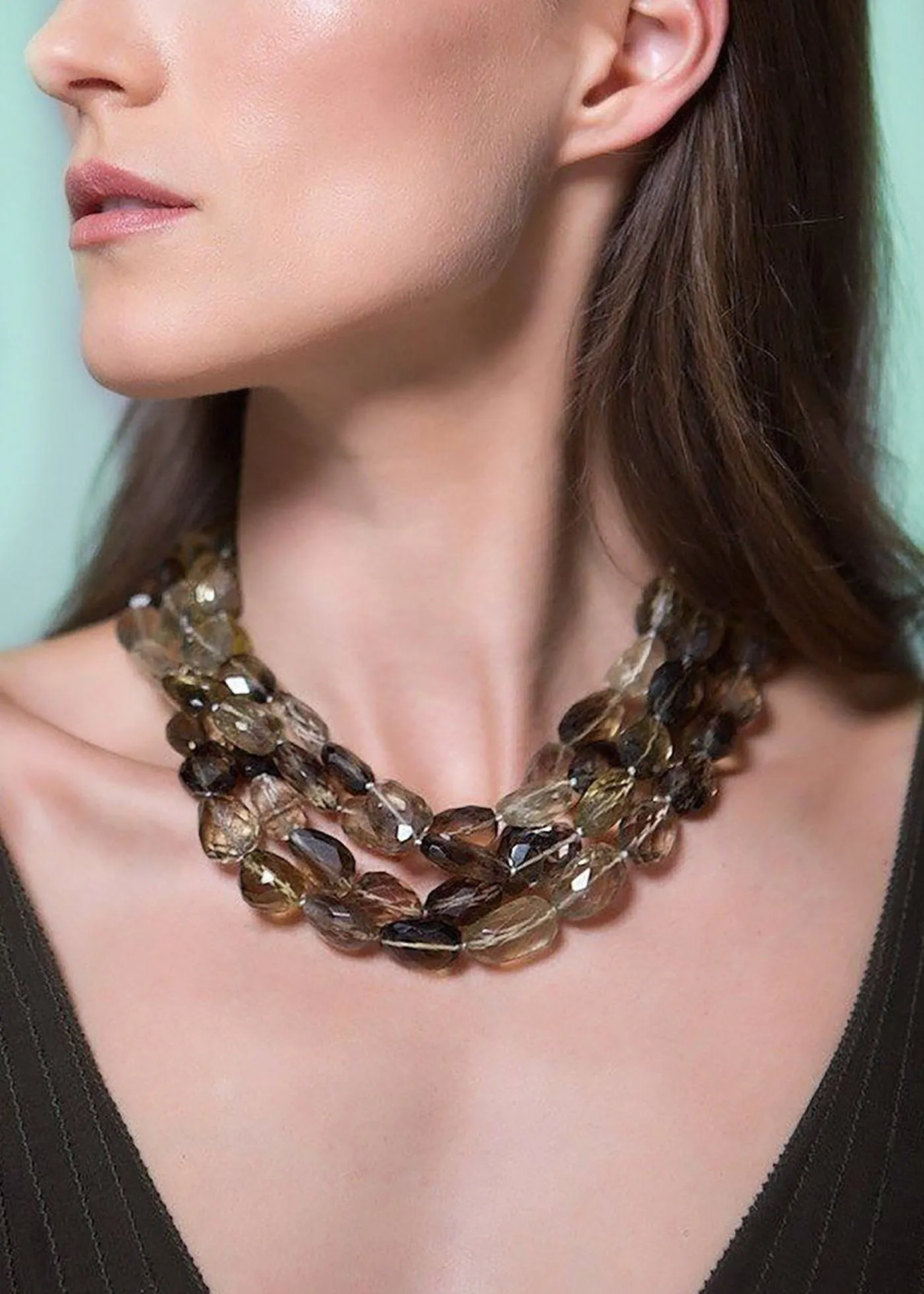 Smokey Topaz Four Strand Necklace