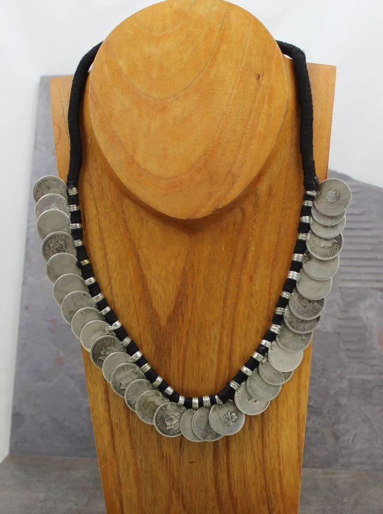 Solid Silver Mens Rupee Necklace
