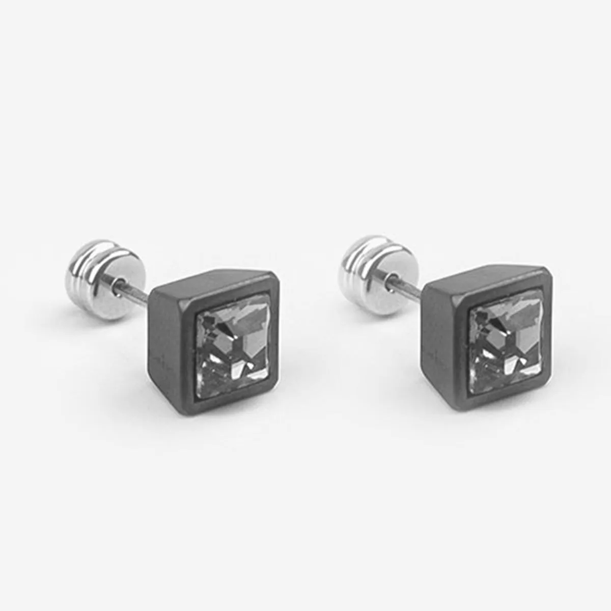 SQUARE CUT STUDS - SMOKE GREY