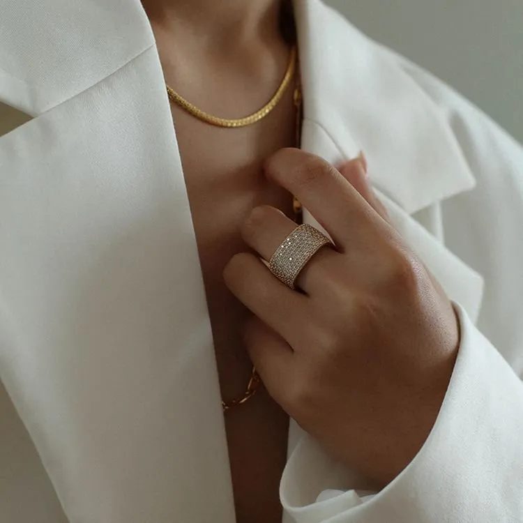 Square Micropaved Zirconia Ring