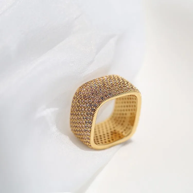 Square Micropaved Zirconia Ring