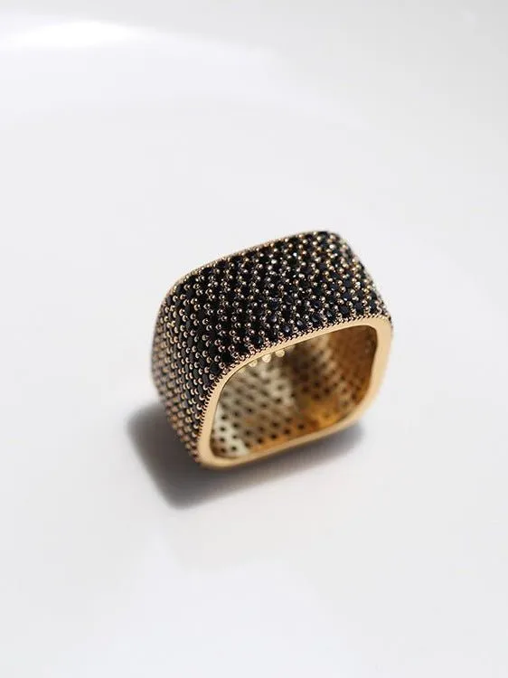 Square Micropaved Zirconia Ring