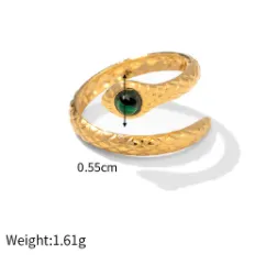 Stainless Steel Natural Stone Green Turquoise Malachite Ring