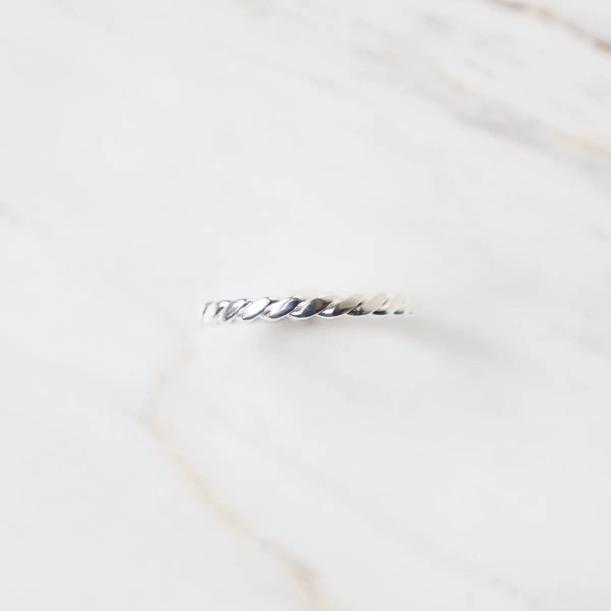 Sterling Silver Flat Twisted Stacking Ring