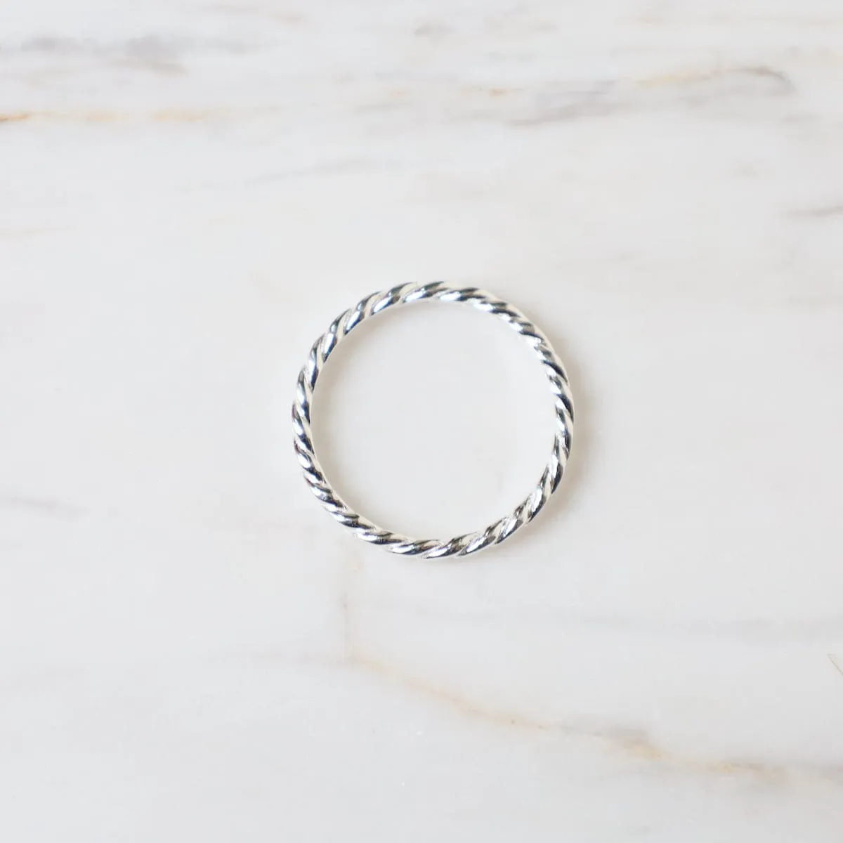 Sterling Silver Flat Twisted Stacking Ring