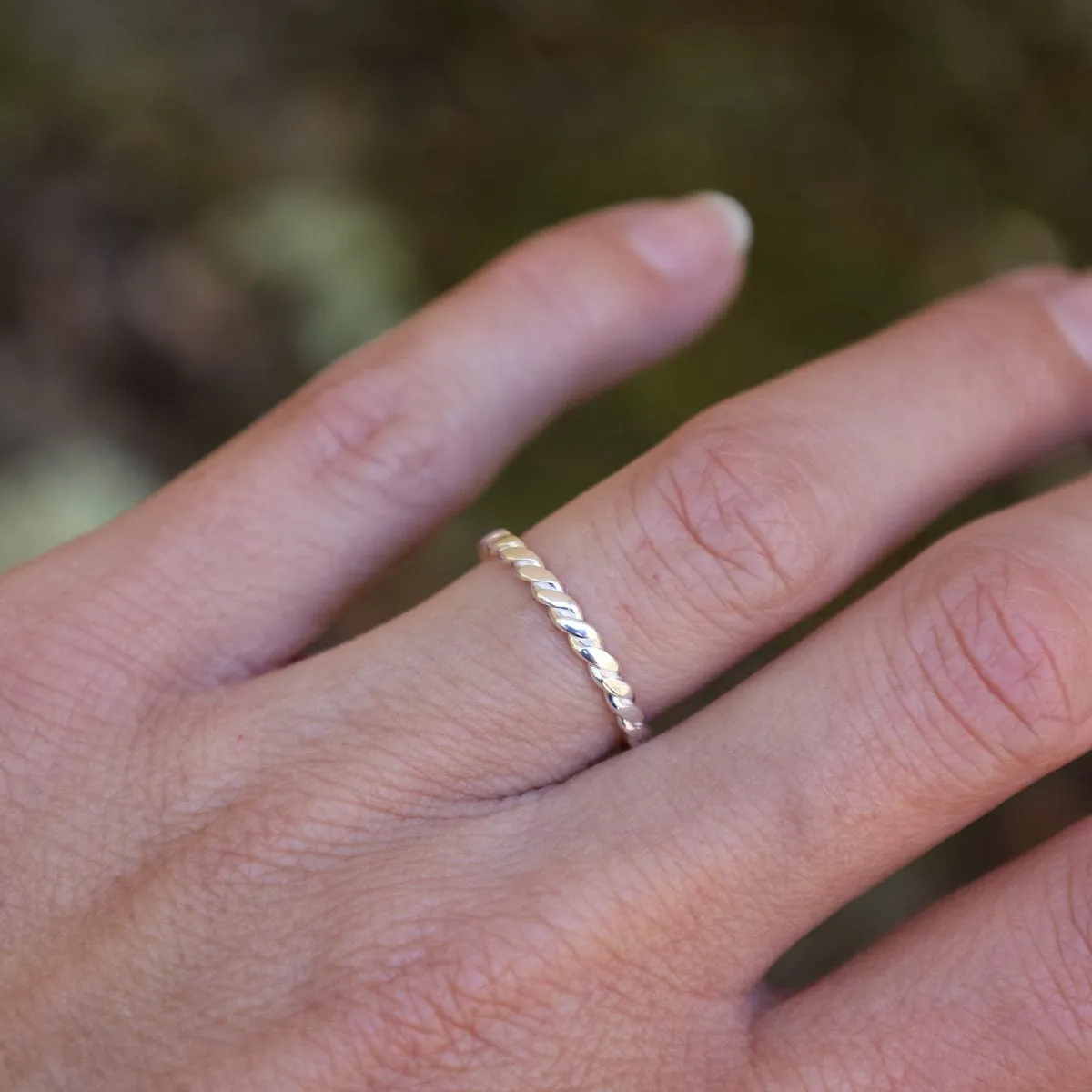 Sterling Silver Flat Twisted Stacking Ring
