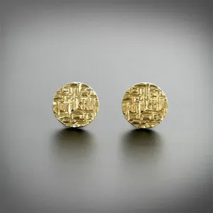 Stud distinctive texture gold/silver earrings