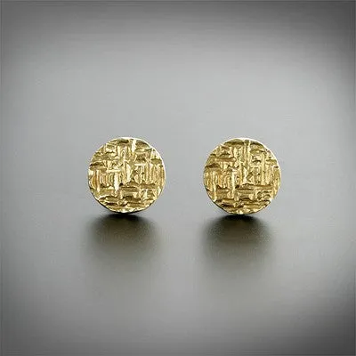 Stud distinctive texture gold/silver earrings