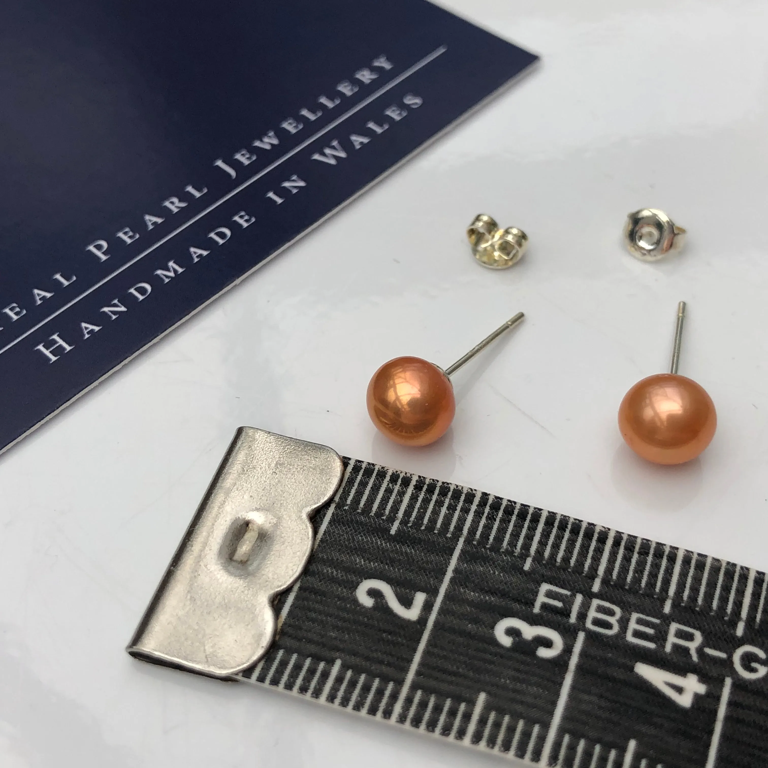 Stud Earrings: Freshwater bronze shade medium
