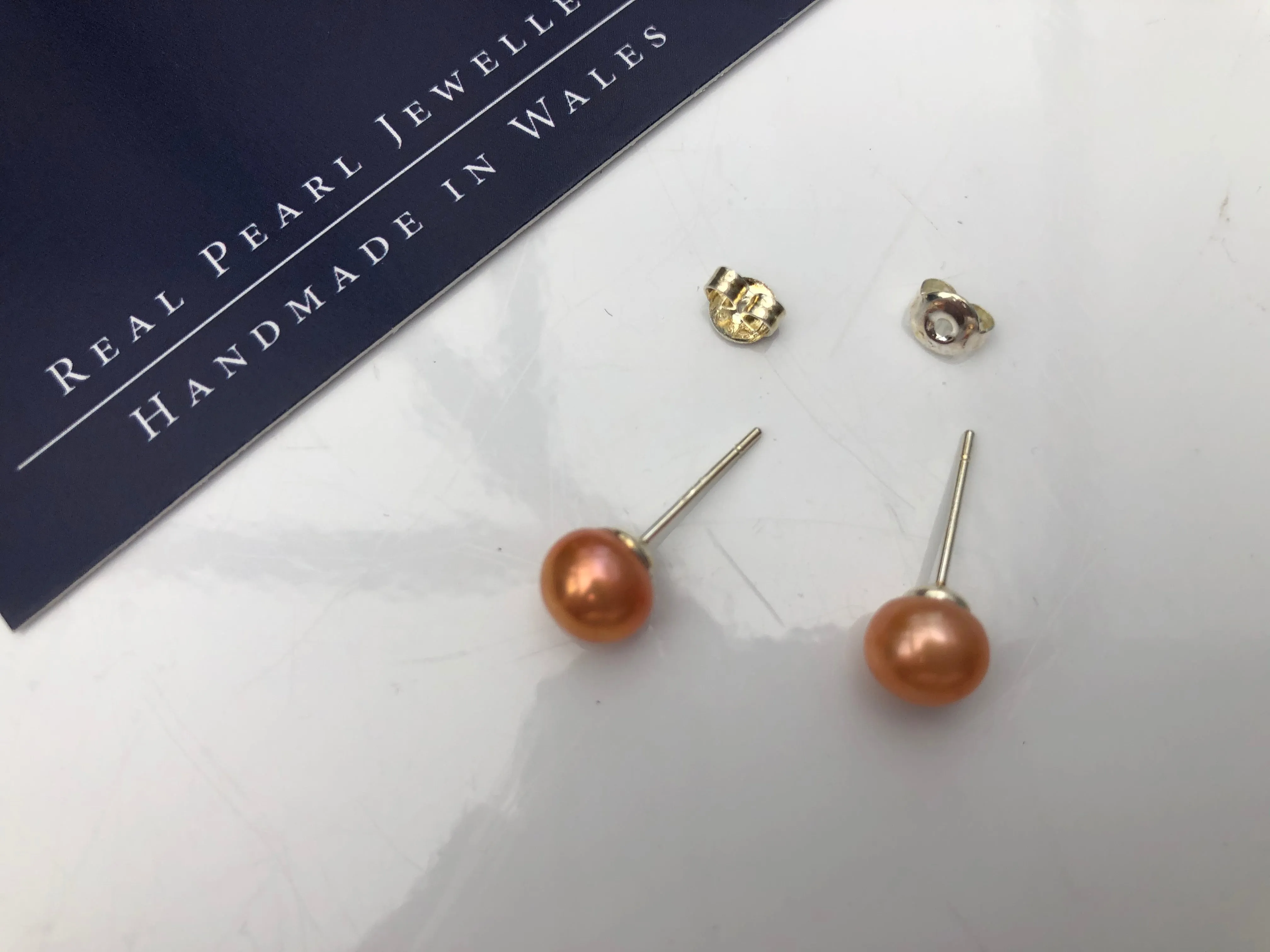 Stud Earrings: Freshwater bronze shade medium