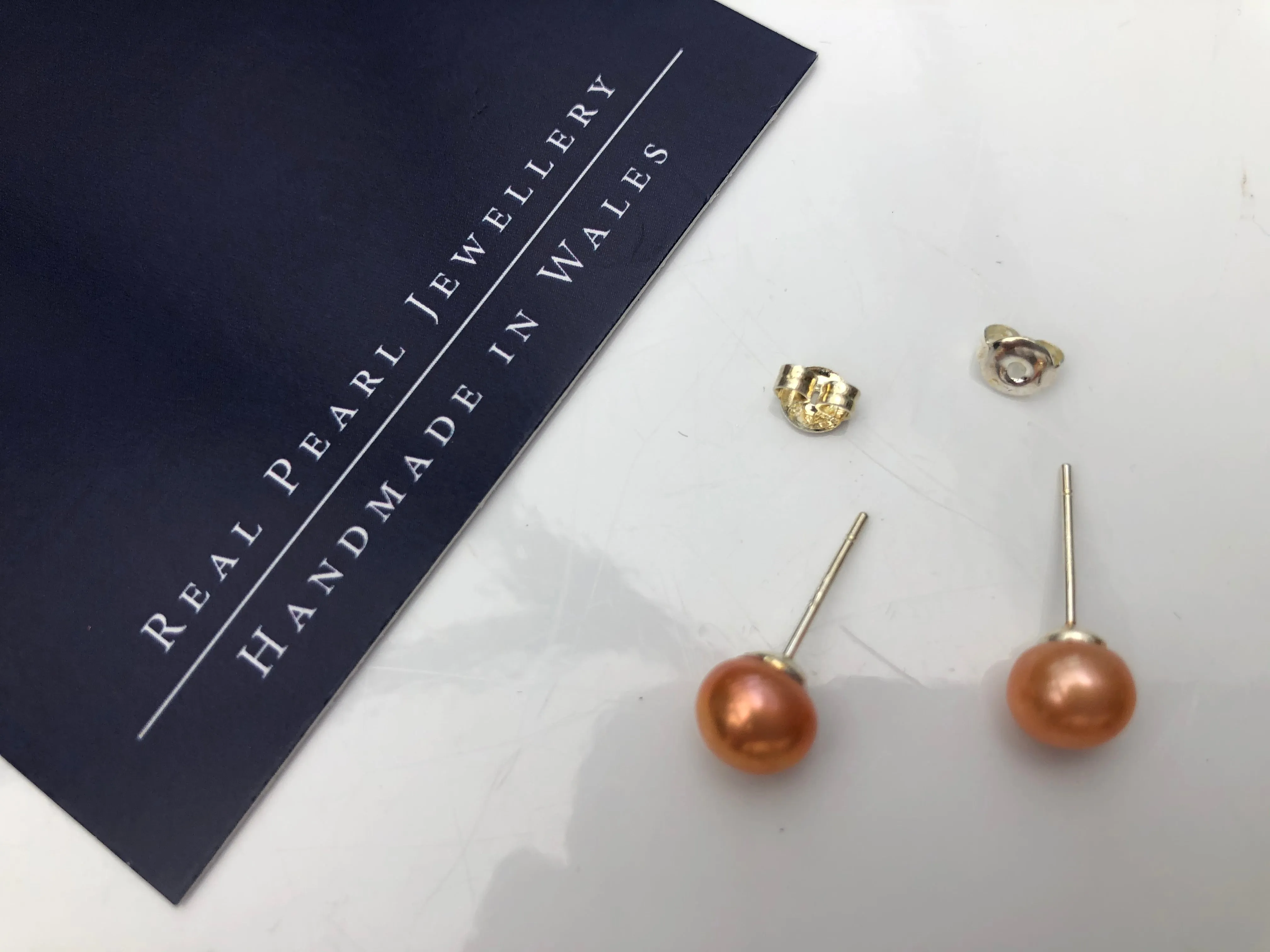 Stud Earrings: Freshwater bronze shade medium
