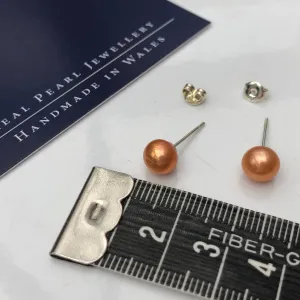 Stud Earrings: Freshwater bronze shade medium