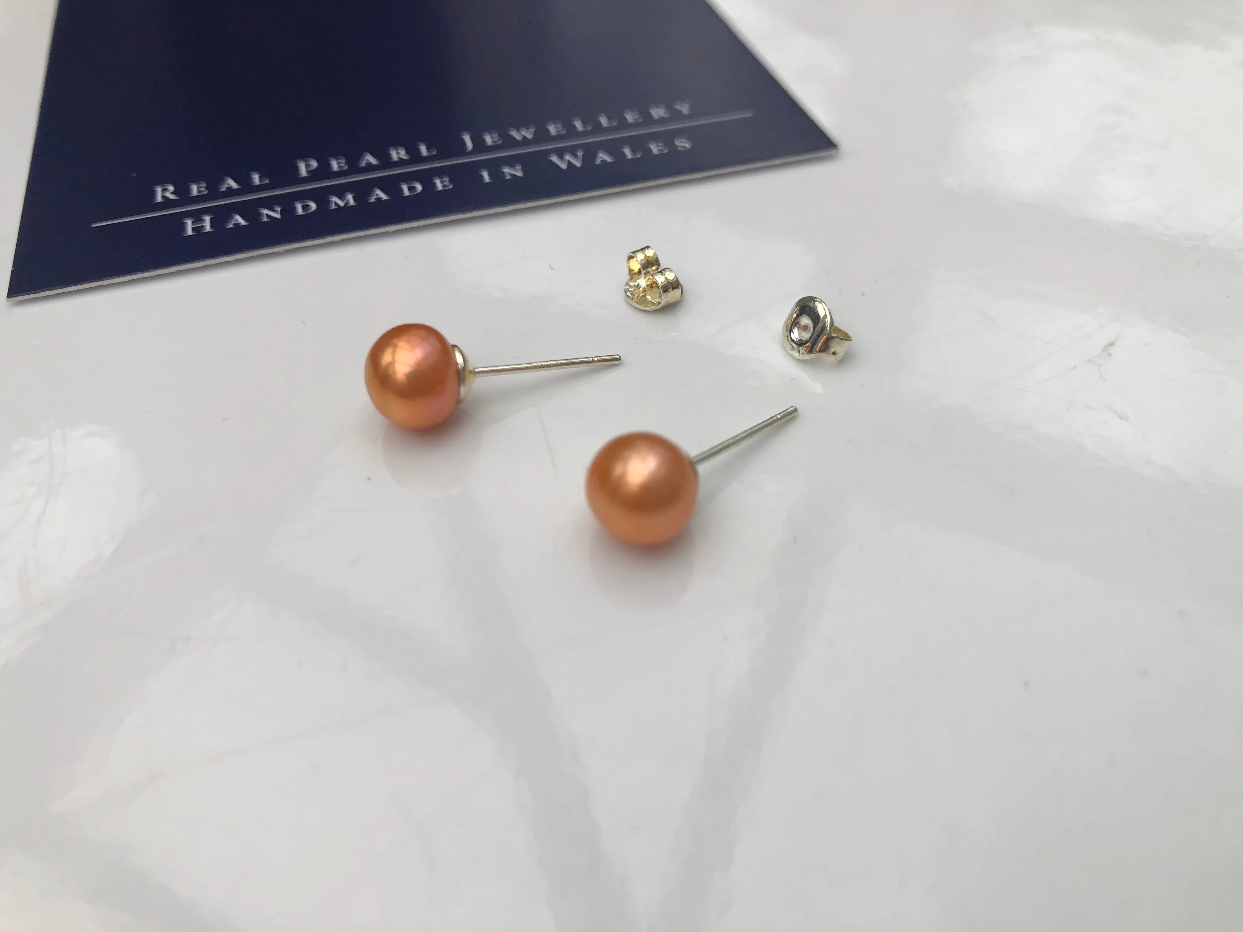 Stud Earrings: Freshwater bronze shade medium