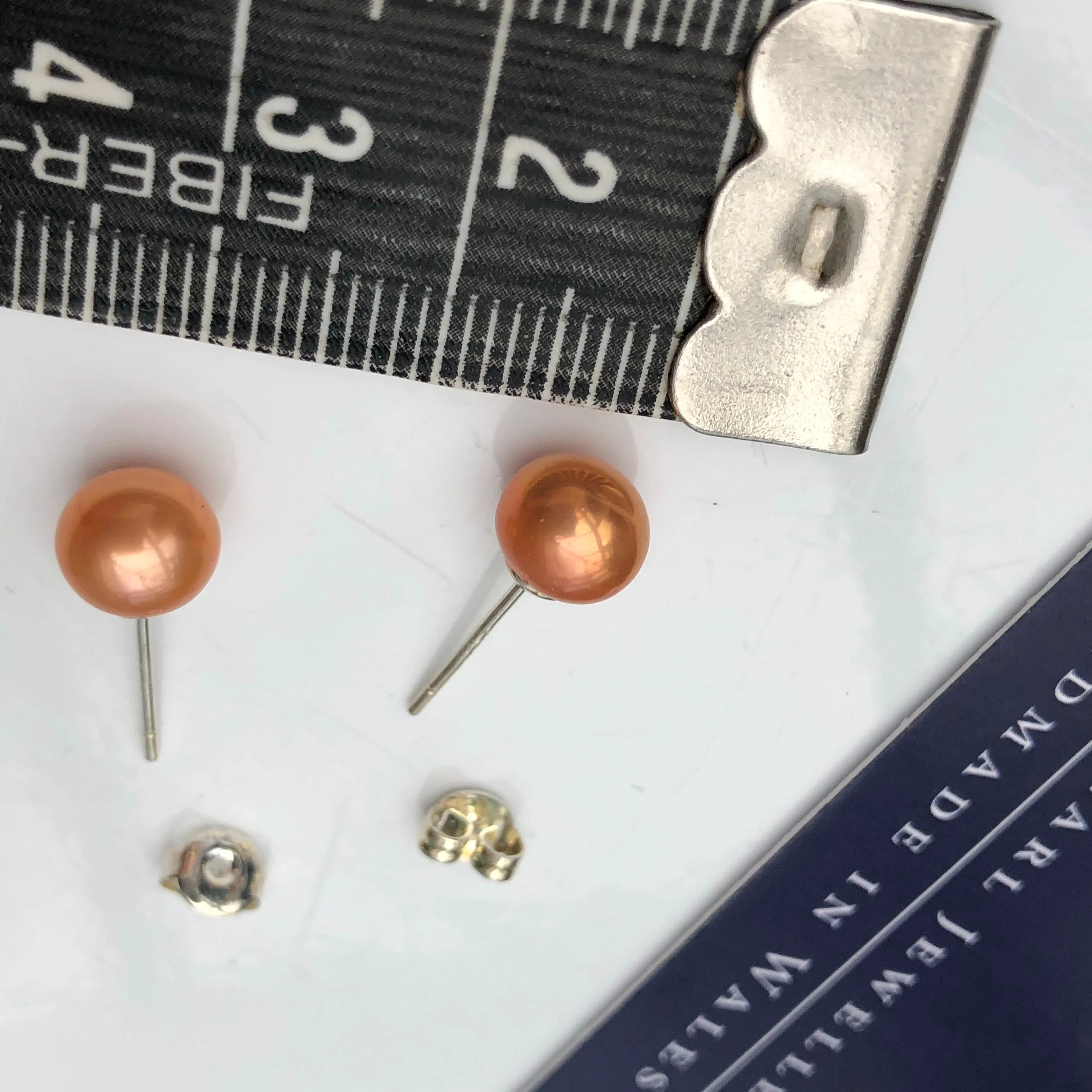 Stud Earrings: Freshwater bronze shade medium