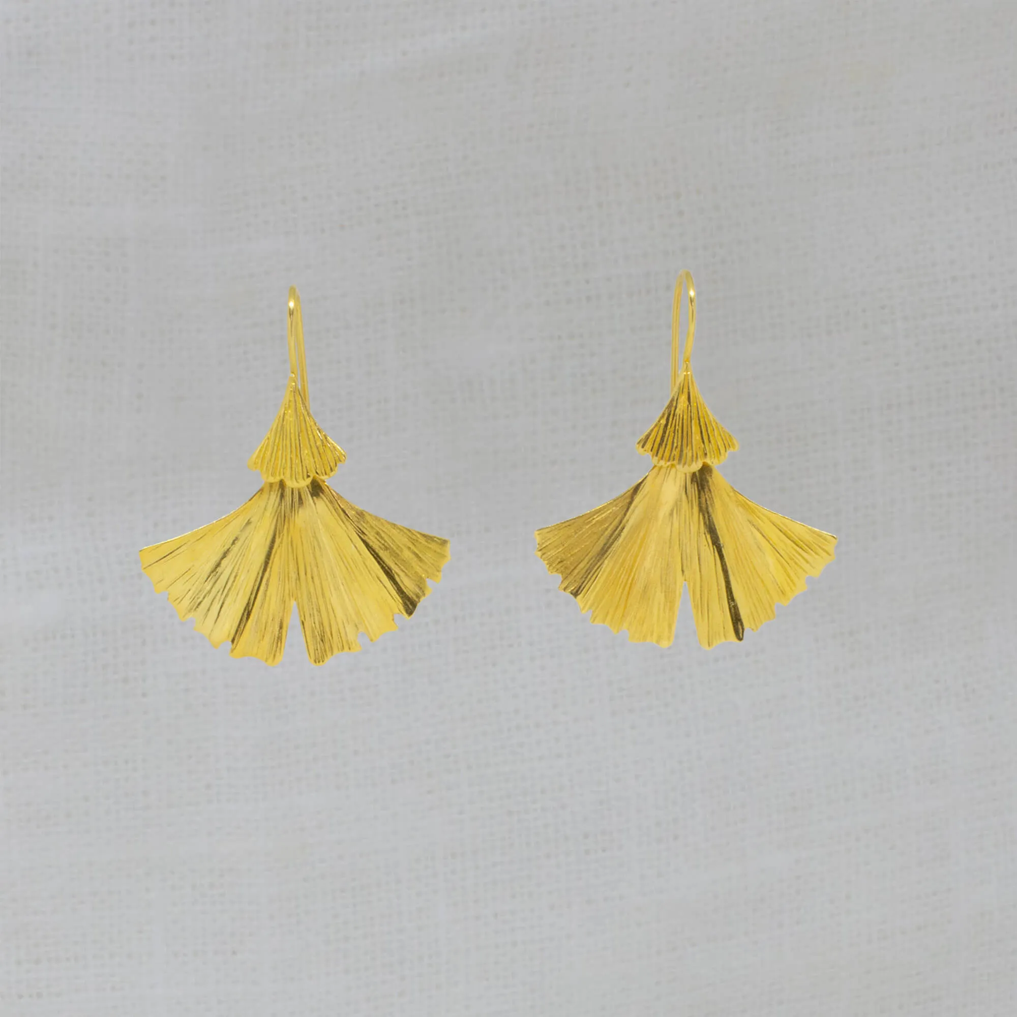 Textured Ginkgo Earrings in Gold Vermeil