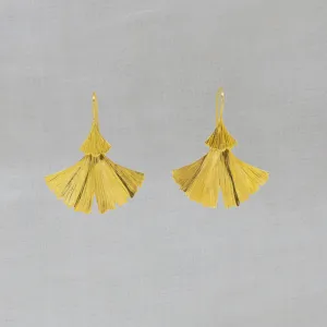 Textured Ginkgo Earrings in Gold Vermeil
