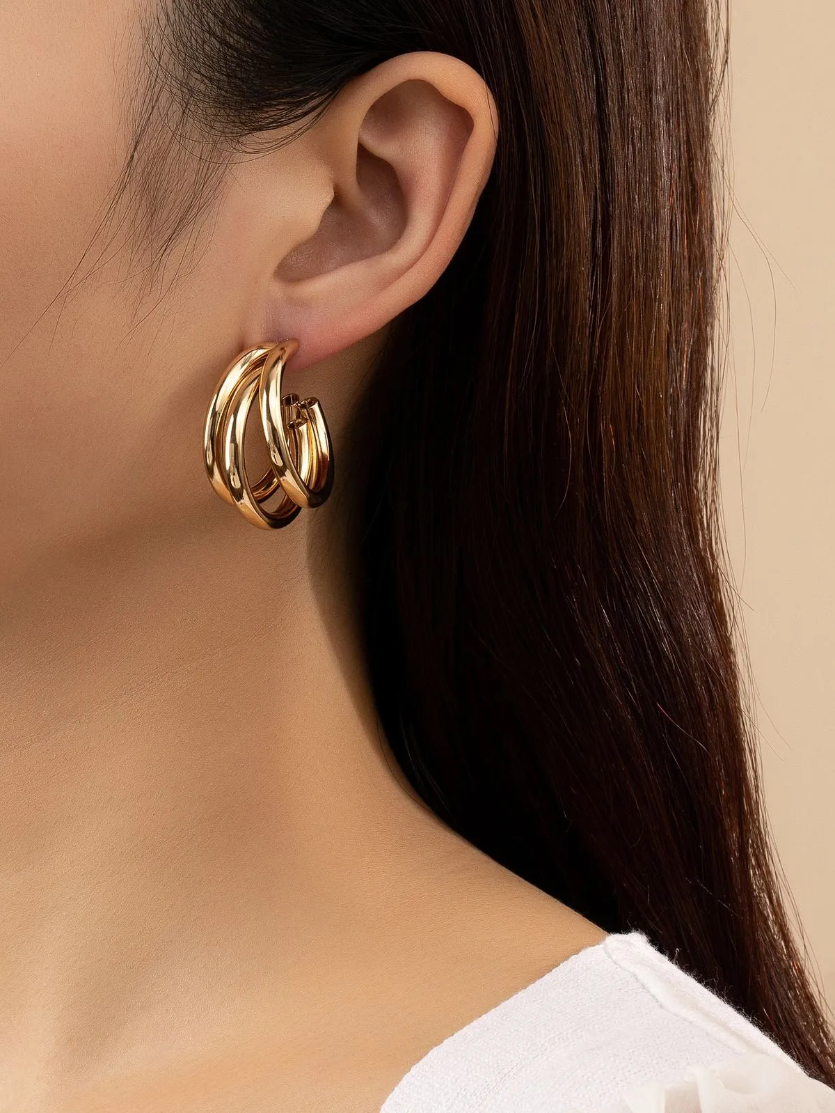 Triple Hoops Gold