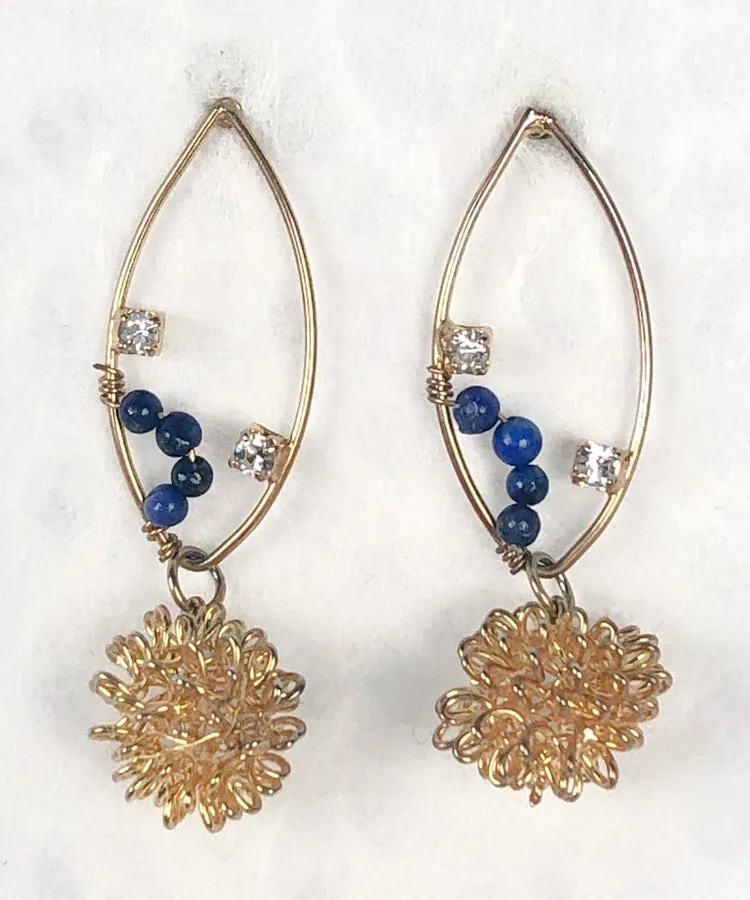 Turquoise Chrysanthemum Rhombus Japanese Earrings