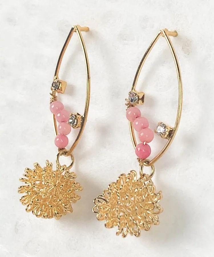 Turquoise Chrysanthemum Rhombus Japanese Earrings