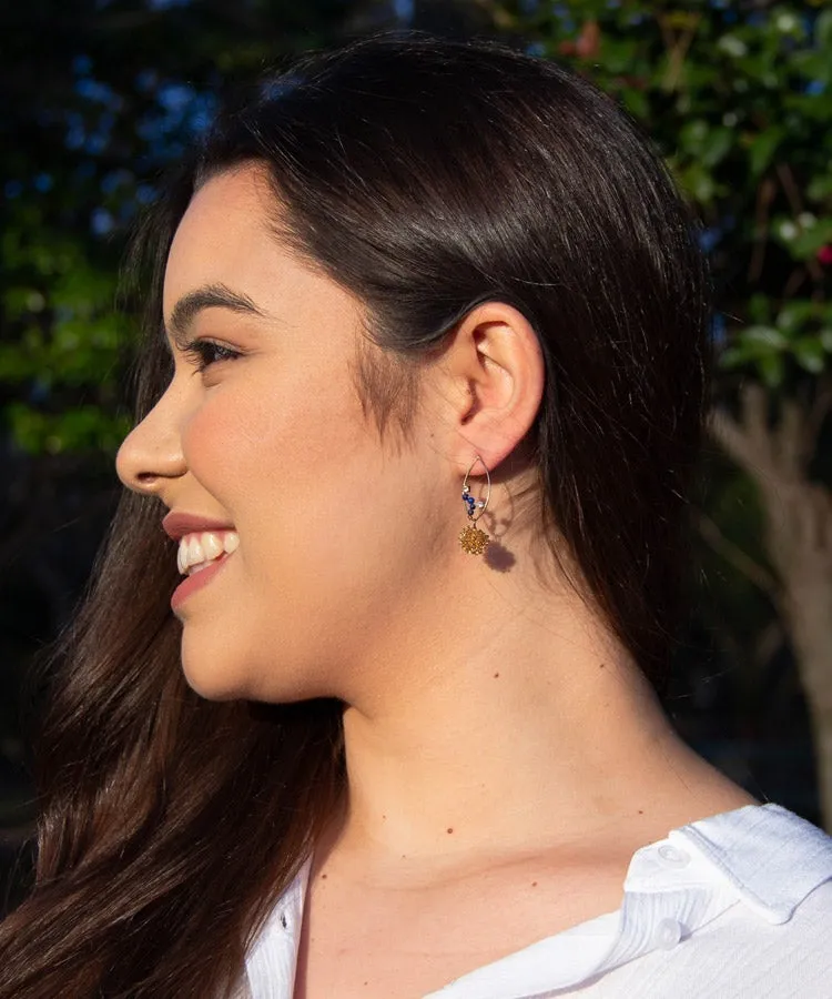 Turquoise Chrysanthemum Rhombus Japanese Earrings
