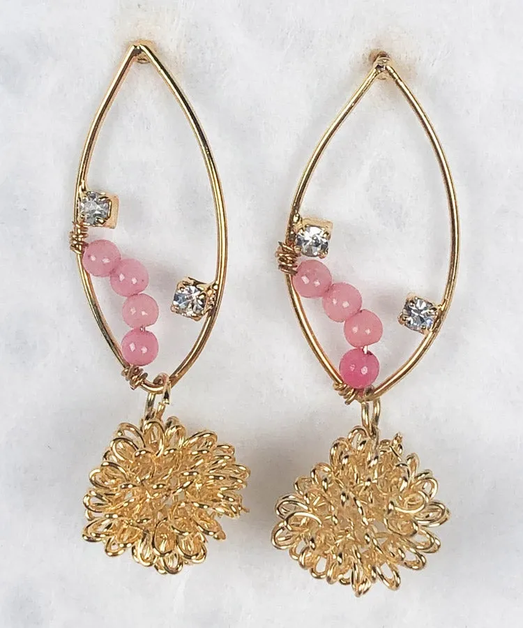 Turquoise Chrysanthemum Rhombus Japanese Earrings