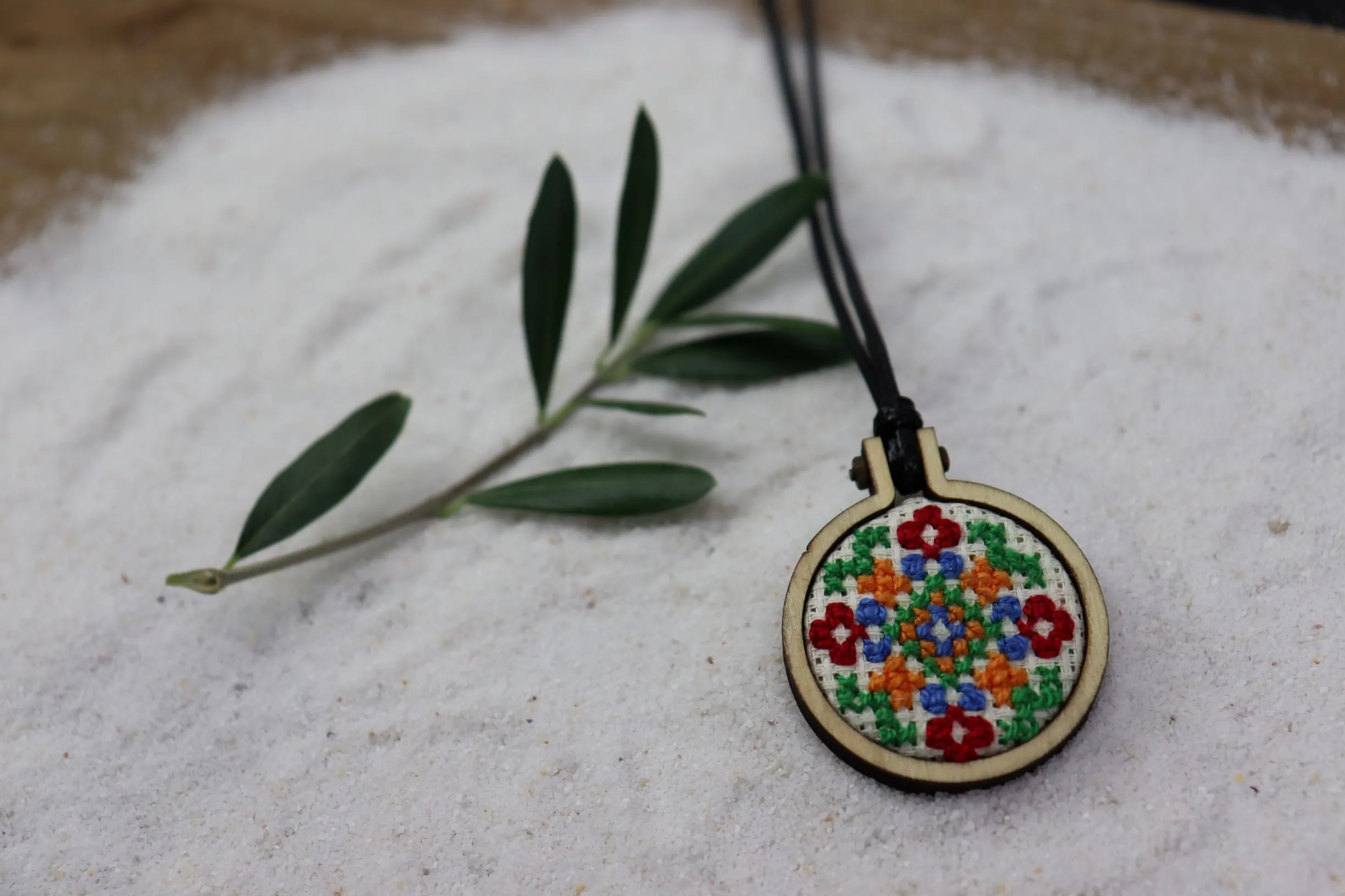 Unique Handmade Tatreez Flower Necklace