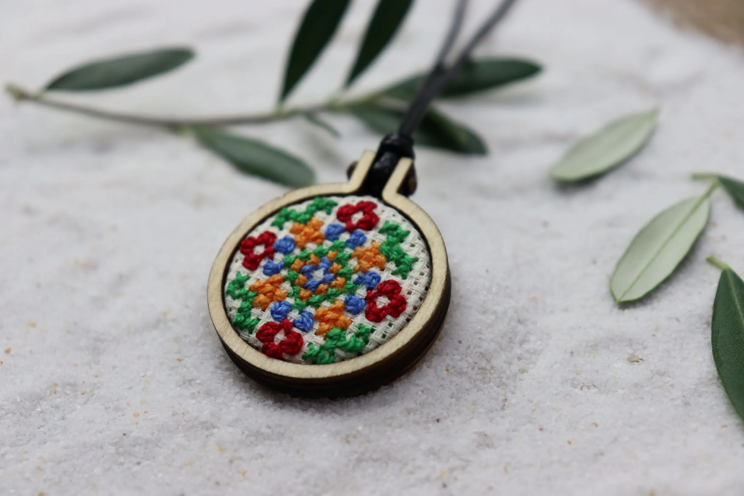 Unique Handmade Tatreez Flower Necklace