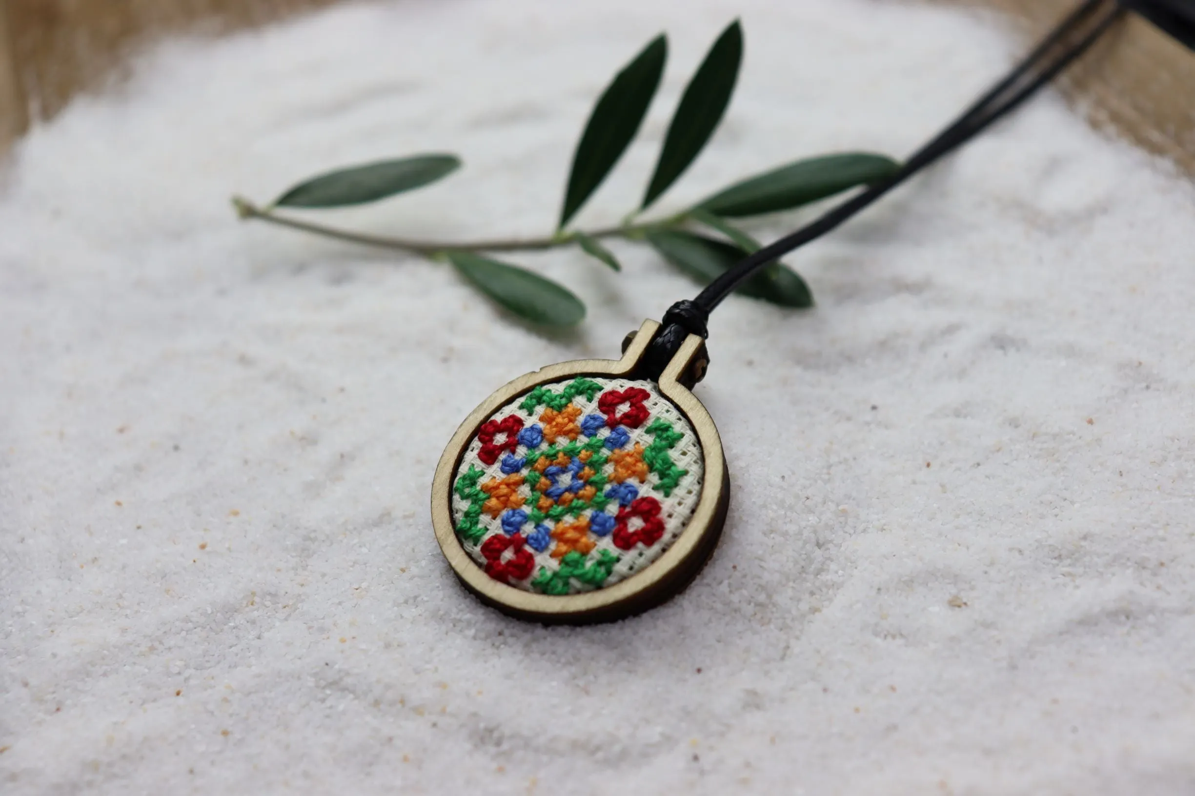 Unique Handmade Tatreez Flower Necklace