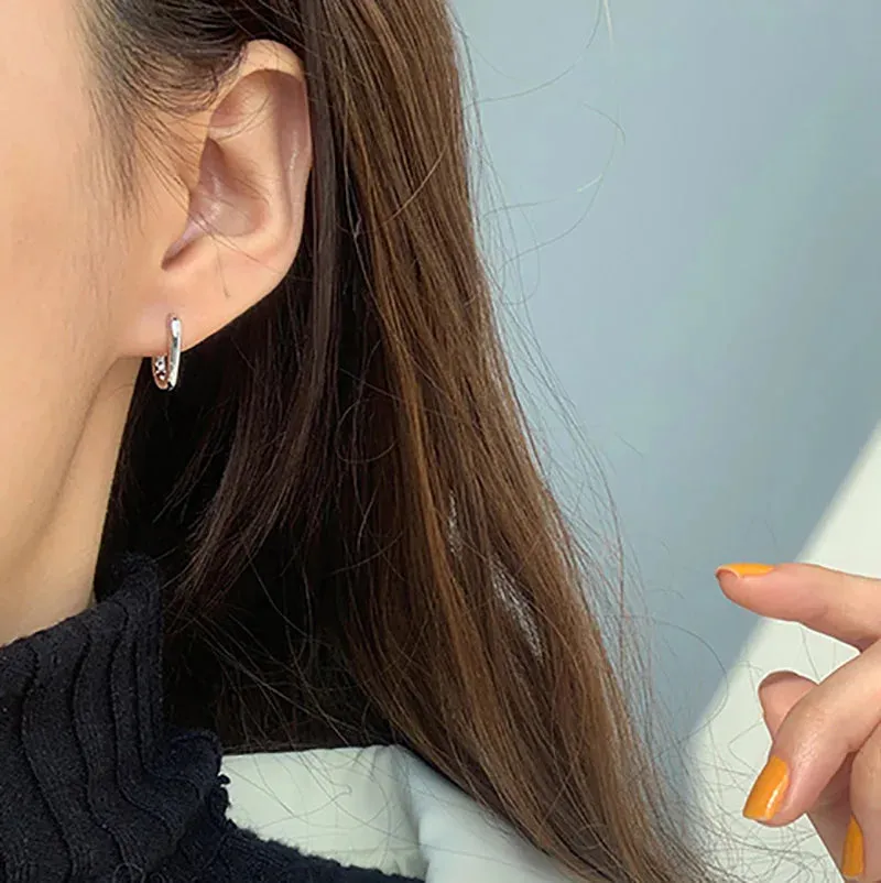VAIGE Elegant Gold and Silver U-Shape Circle Stud Earrings