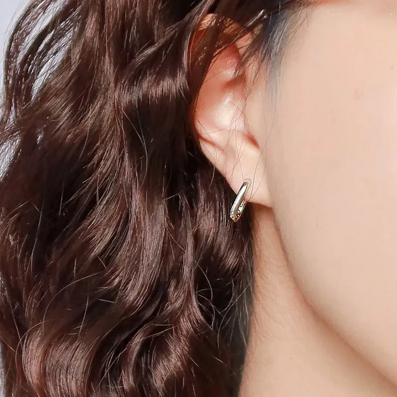 VAIGE Elegant Gold and Silver U-Shape Circle Stud Earrings