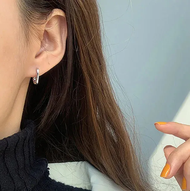 VAIGE Elegant Gold and Silver U-Shape Circle Stud Earrings