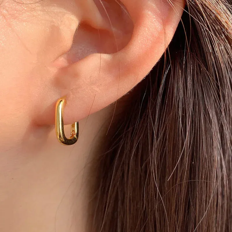 VAIGE Elegant Gold and Silver U-Shape Circle Stud Earrings