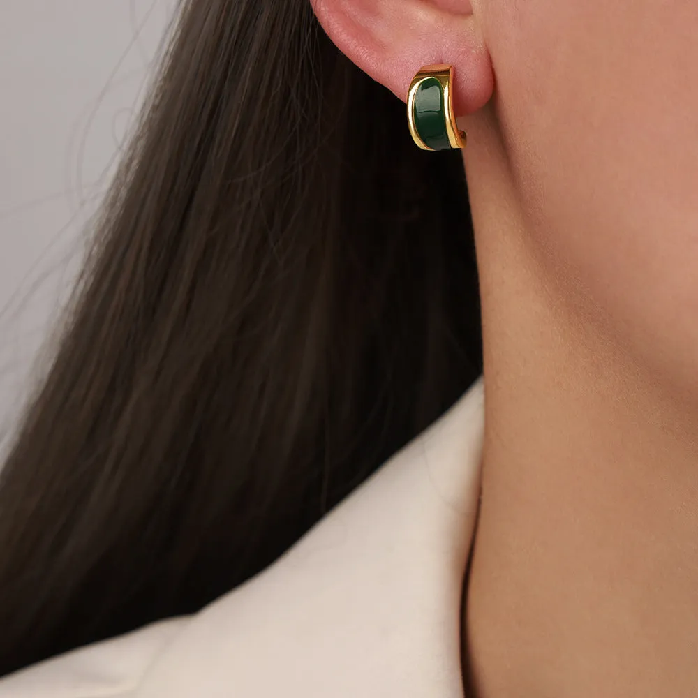Vintage Copper Enamel Glazed Meniscus Earrings - Retro Style Jewelry for Wholesale