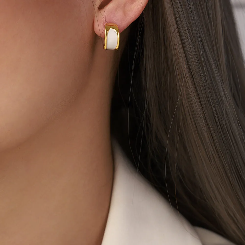 Vintage Copper Enamel Glazed Meniscus Earrings - Retro Style Jewelry for Wholesale