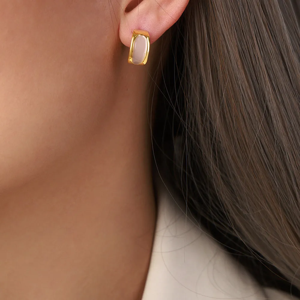 Vintage Copper Enamel Glazed Meniscus Earrings - Retro Style Jewelry for Wholesale