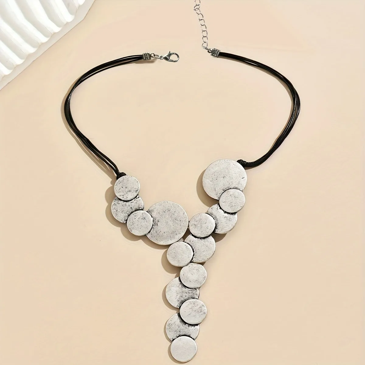 Vintage Geometric Circular Y Necklace  Unique Ethic Style Jewelry
