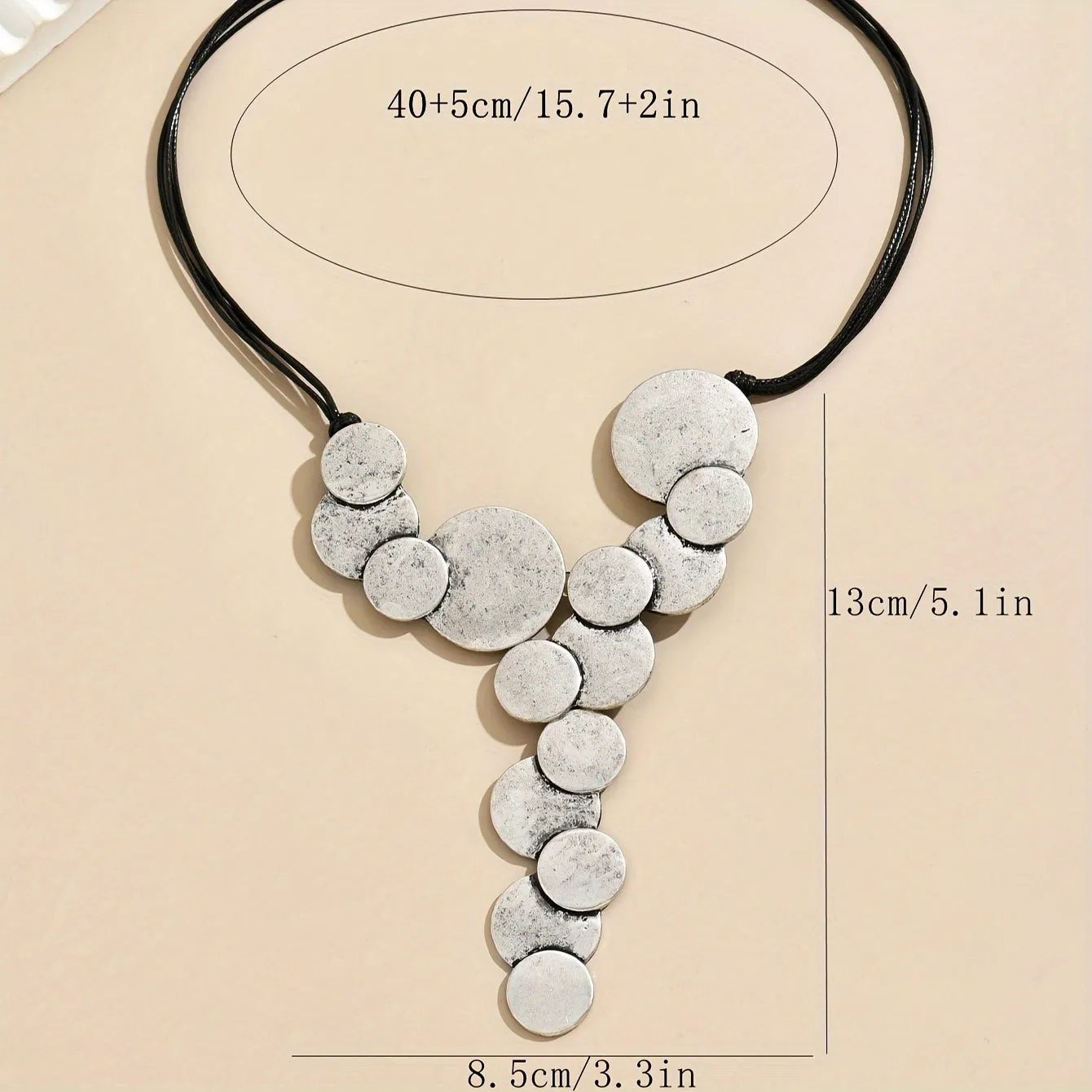 Vintage Geometric Circular Y Necklace  Unique Ethic Style Jewelry