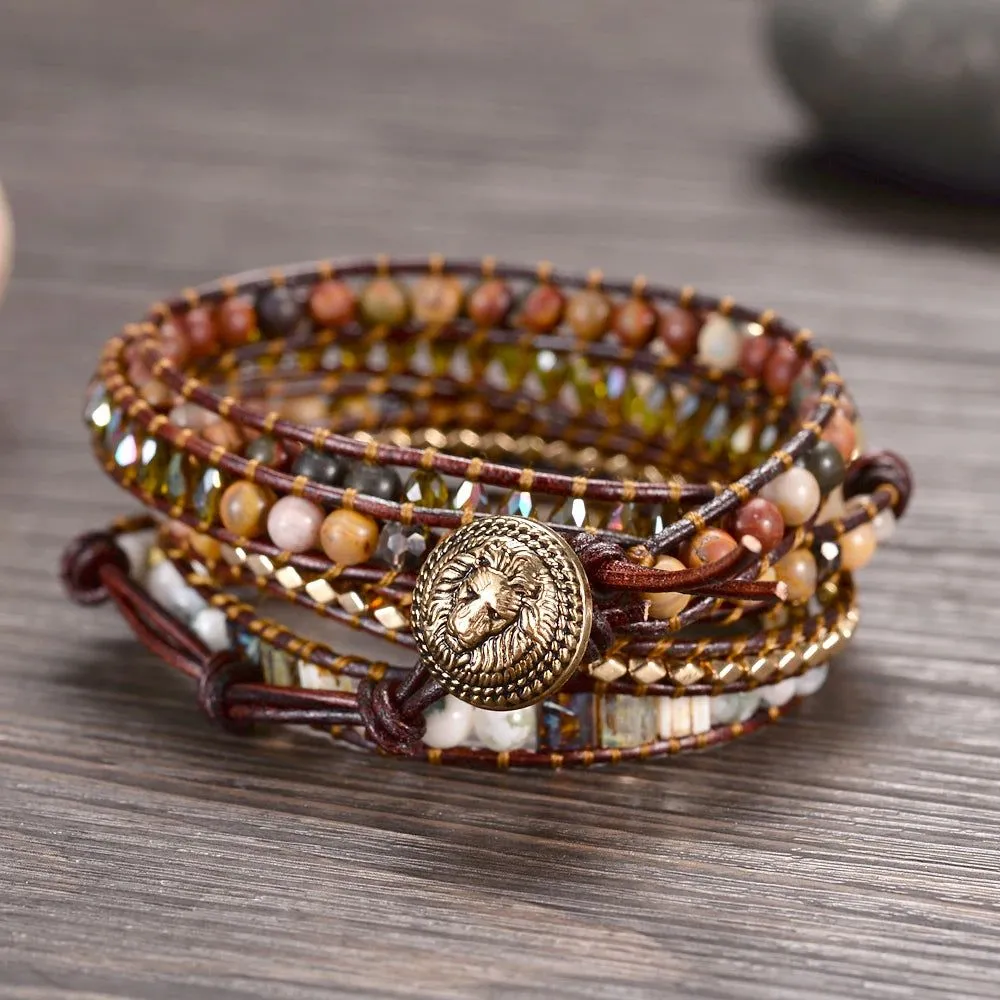 Vintage Lion Stone Bracelet