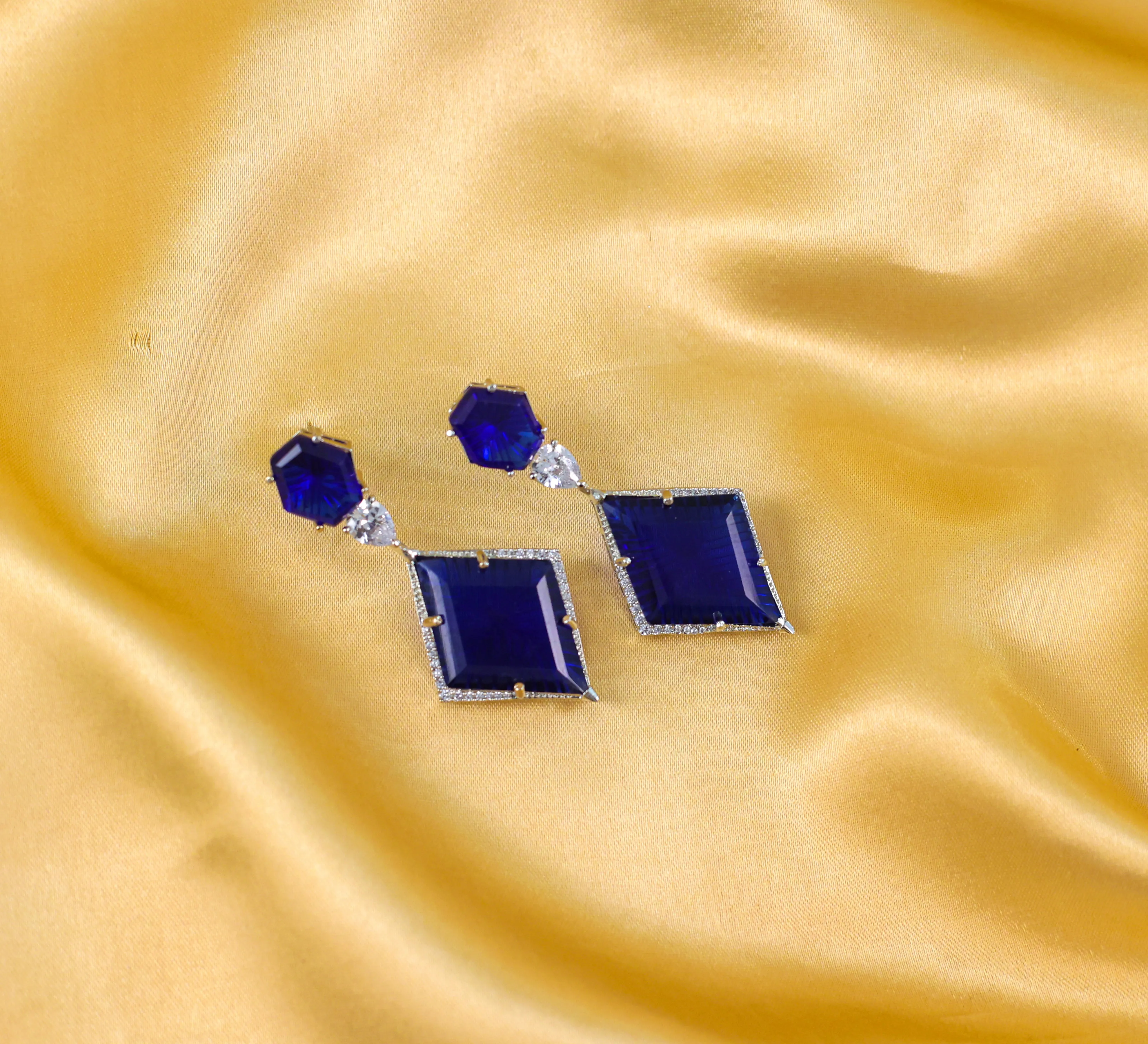 White-Plated Laser-Cut Hydrostone Earrings