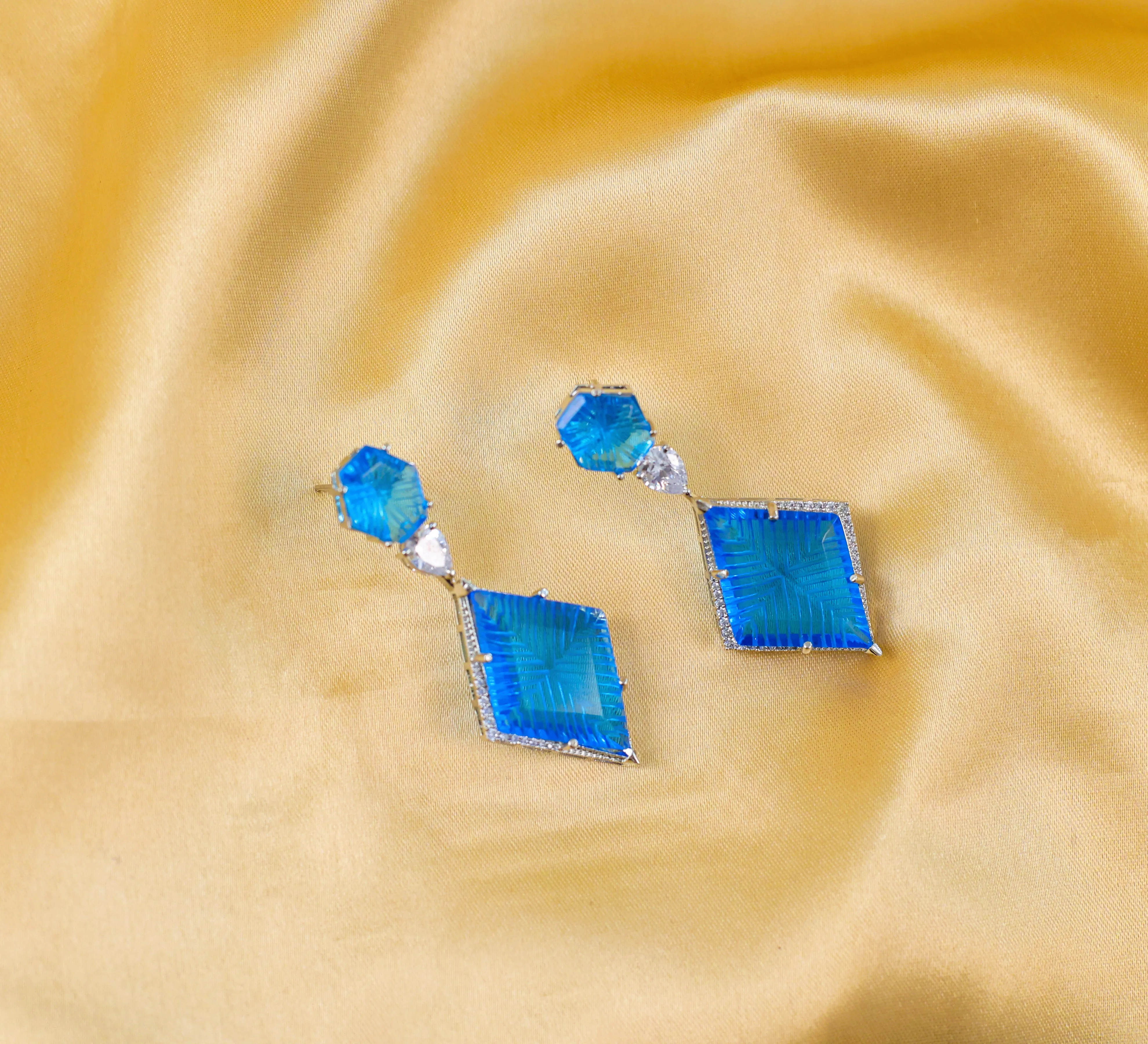 White-Plated Laser-Cut Hydrostone Earrings