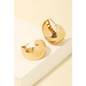 Wide Rounded Metallic Hoop Earrings