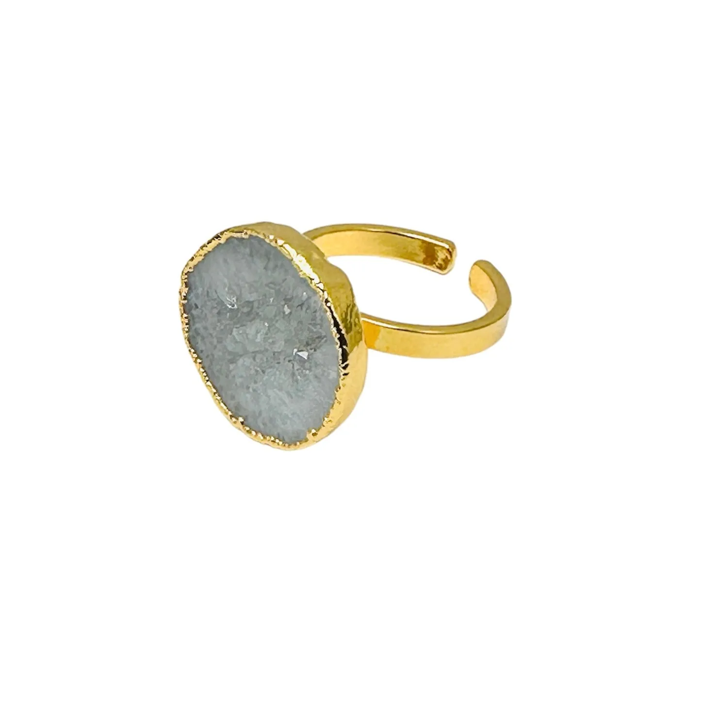 Window Druzy Stone 18K Real Gold Plating Ring
