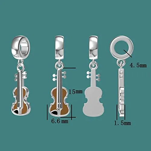 Wooden Violin Musical Instrument Dangle Pendant Charm
